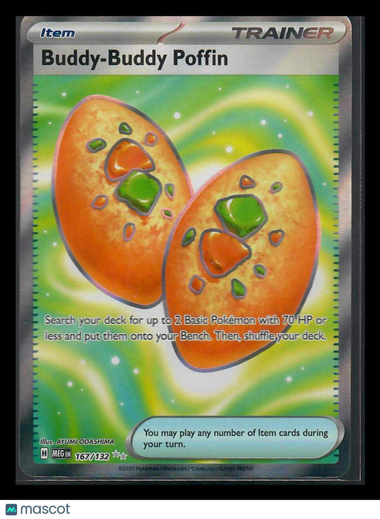 2025 Pokemon Scarlet & Violet MEG Buddy-Buddy Poffin Reverse Holo Secret Rare #167/132