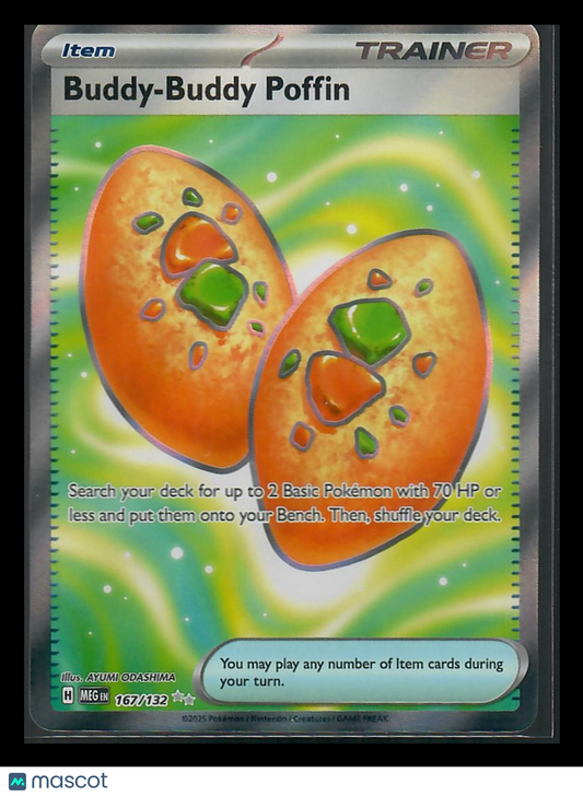 2025 Pokemon Scarlet & Violet MEG Buddy-Buddy Poffin Reverse Holo Secret Rare #167/132