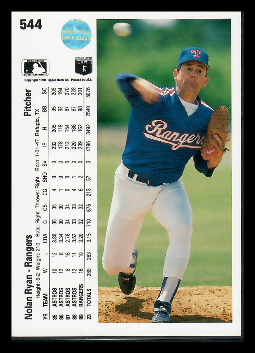 1990 Upper Deck Nolan Ryan #544