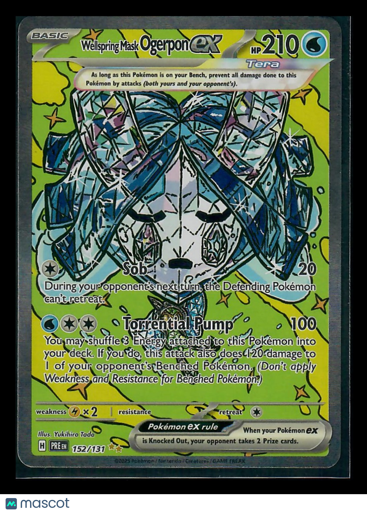 2025 Pokemon Scarlet & Violet Prismatic Evolutions Wellspring Mask Ogerpon EX Holo Secret Rare FA #152/131