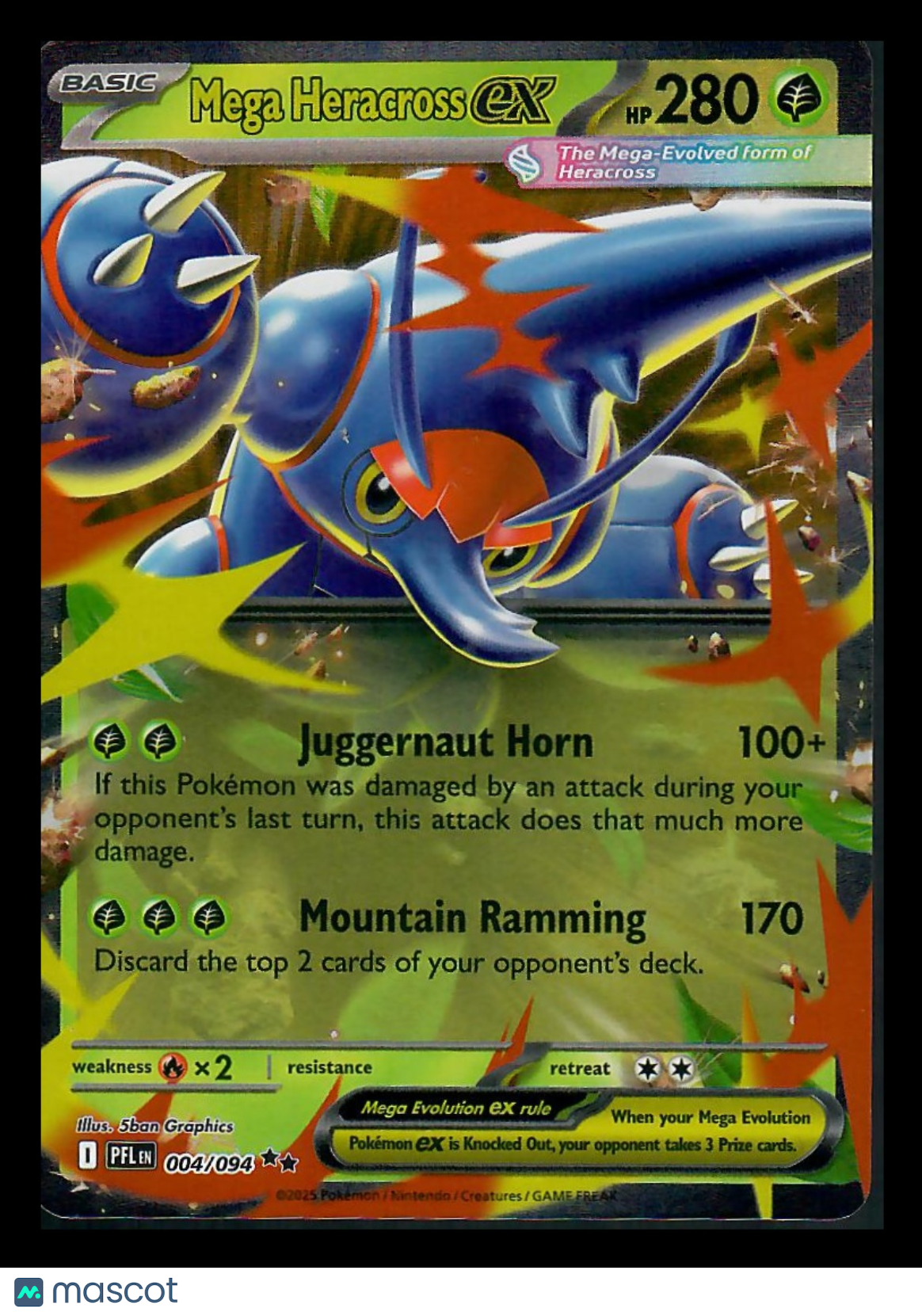 Phantasmal Flames Mega Heracross EX Holo Rare Rare #4/94
