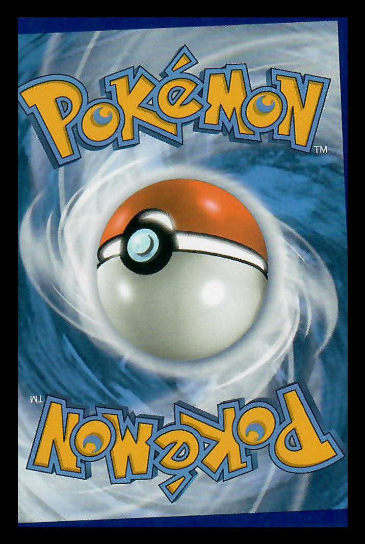 Back of a Pokémon trading card featuring a Poké Ball and blue swirl background