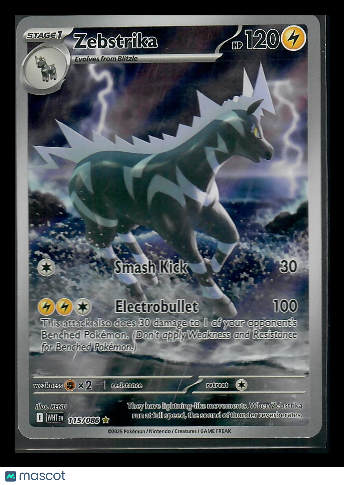 2025 Scarlet & Violet White Flare Zebstrika Holo Secret Rare #115/86