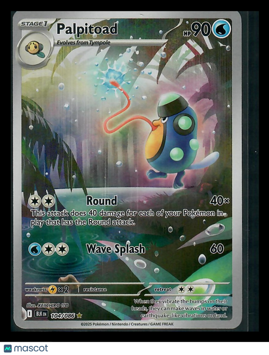 Palpitoad Pokémon card featuring a colorful water-type character with jungle background