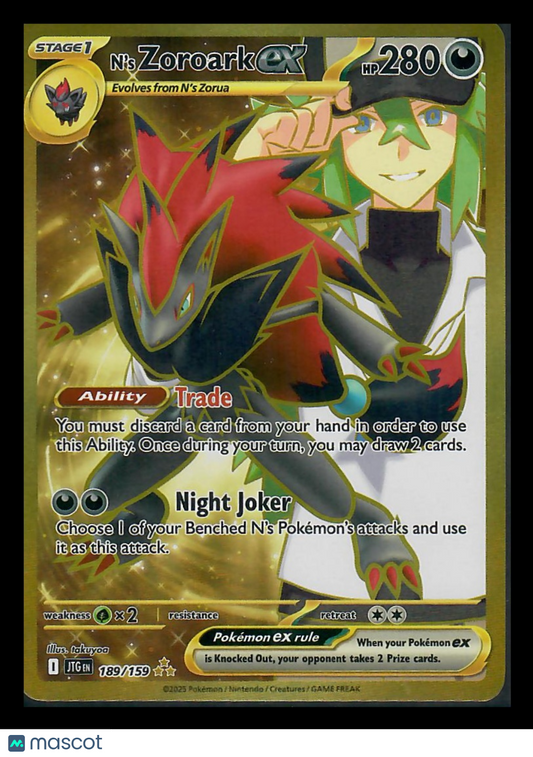Journey Together N'S Zoroark EX Holo Secret Rare SAR #189/159