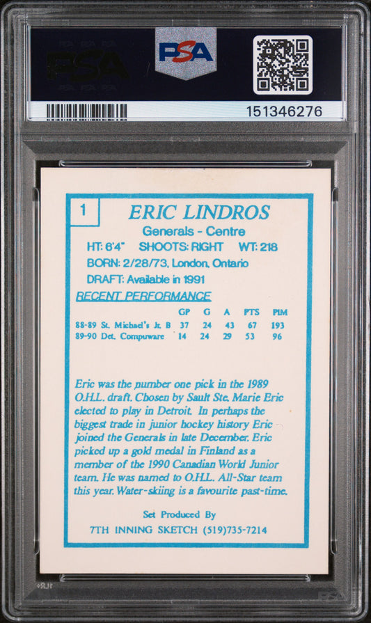 1989 7TH Inning Sketch Ohl Eric Lindros #1 Oshawa Generals PSA 8