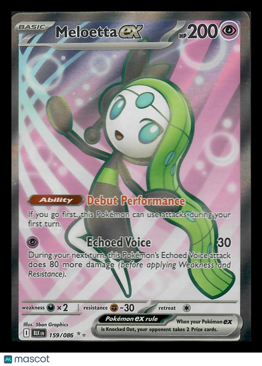 2025 Scarlet & Violet Black Bolt Meloetta EX Holo Secret Rare UR FA #159/86