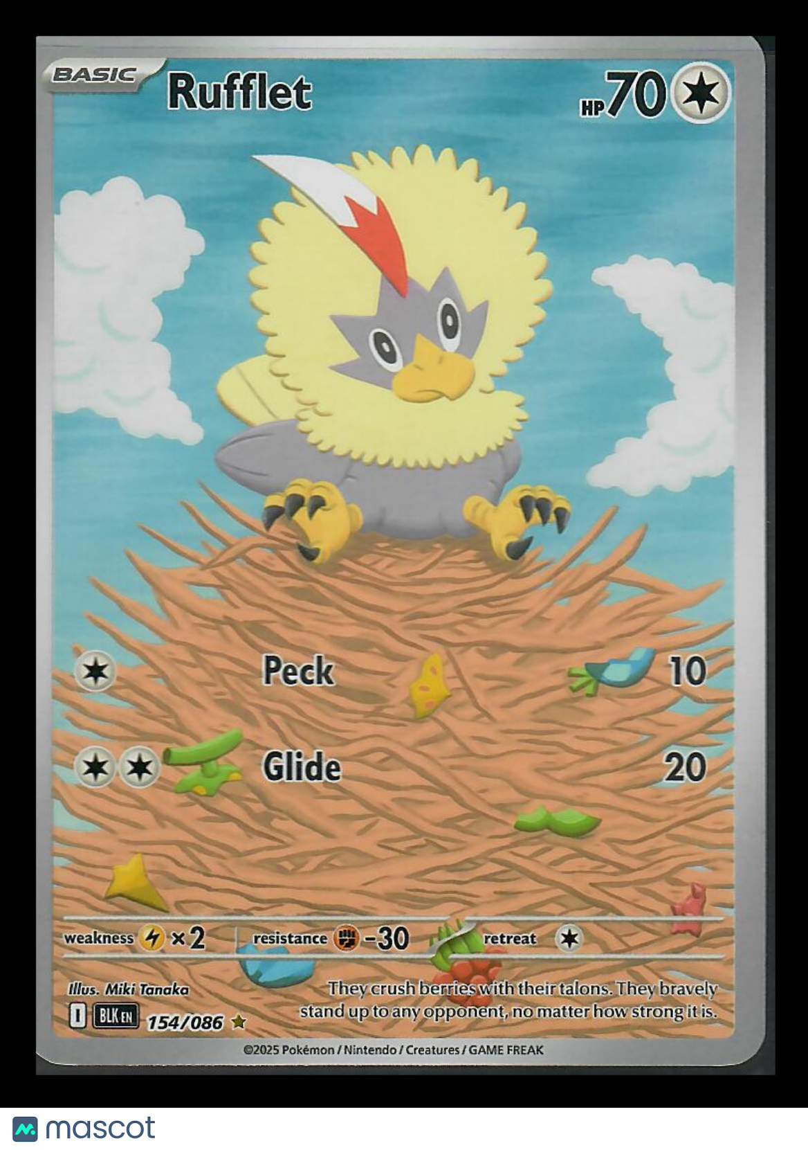 2025 Scarlet & Violet Black Bolt Rufflet Secret Rare #154/86