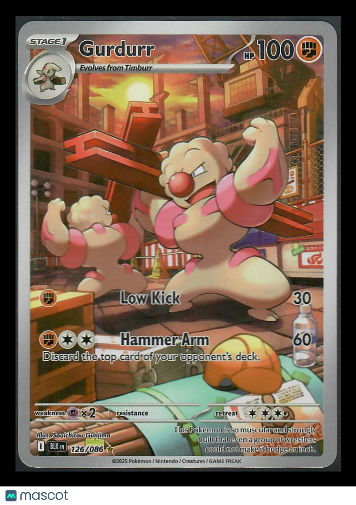 2025 Scarlet & Violet Black Bolt Gurdurr Holo Secret Rare #126/86