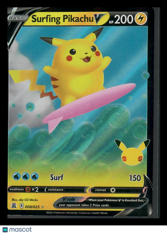 2021 Celebrations Surfing Pikachu V Holo Rare #8/25