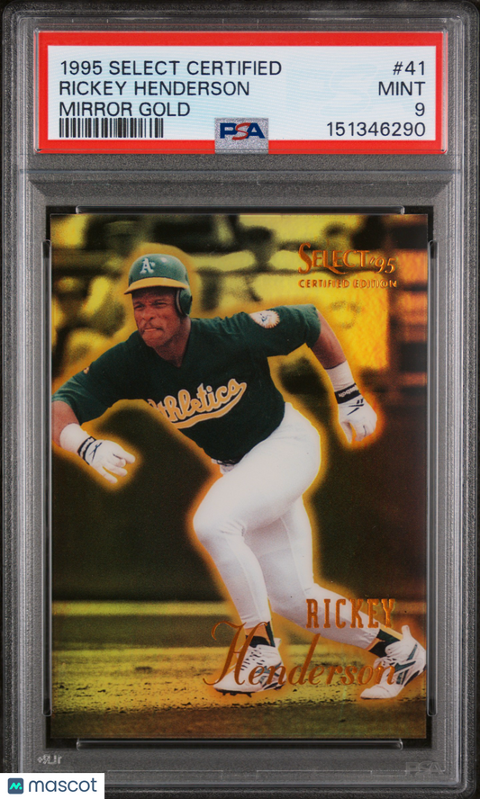 1995 Select Certified Rickey Henderson #41 Mirror Gold PSA 9