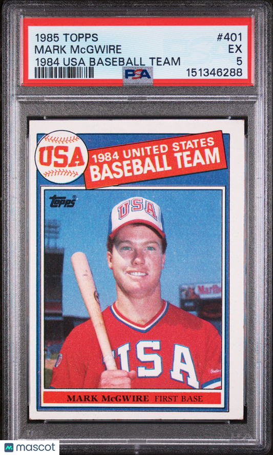 1985 Topps Mark Mcgwire #401 1984 Usa Baseball Team PSA 5