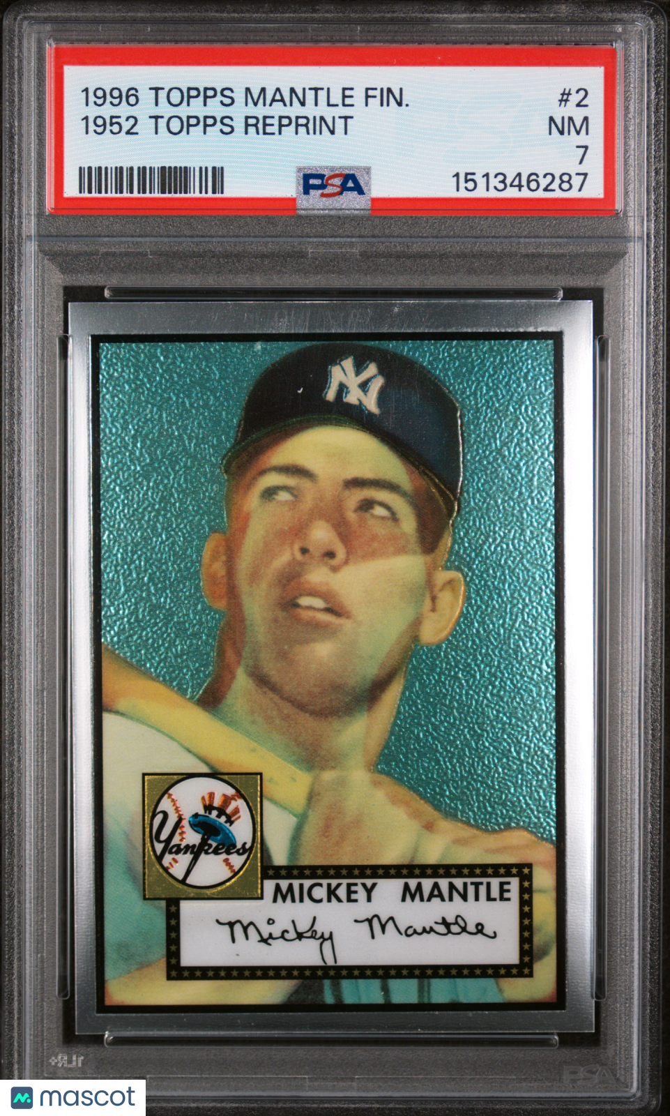 1996 Topps Mantle Finest 1952 Topps Reprint #2 PSA 7